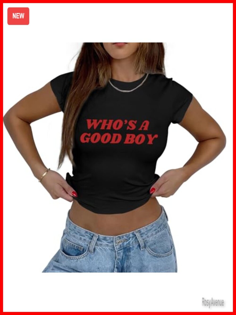 Y2k Crop Top Who's A Good Boy Graphic Tee Cotton Blend Short Sleeve